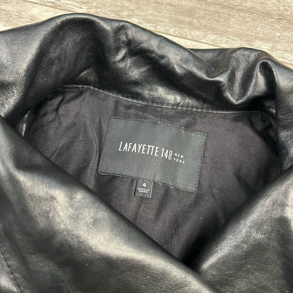 Lafayette 148 New York Moto Leather Zip Up Jacket - Picture 7 of 9